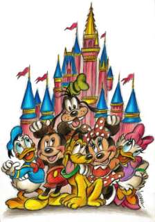 Joan Vizcarra - Disney Family Dream in Disney Castle - Original Pencil Drawing - Hand Signed | Catawiki