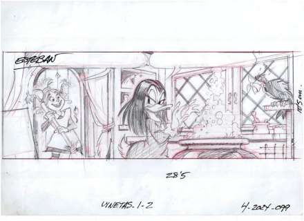 Esteban - 7 Original preliminary drawing - Uncle Scrooge - H-2024-099 - El pasante | Catawiki