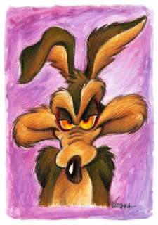 Joan Vizcarra - Wile E. Coyote Portrait [Looney Tunes] - Original Painting - Hand Signed | Catawiki