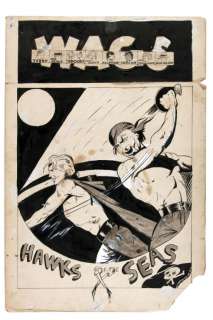 â€œHAWKS OF THE SEASâ€ ORIGINAL COVER ART FOR "WAGS" ATTRIBUTED TO WILL EISNER. | Hake’s
