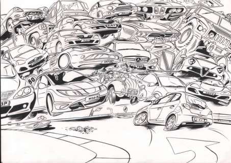 Vleeschouwer, Willem - 1 Original drawing - Plenty plaatjes - Vast in het Verkeer. ! - 2020 | Catawiki