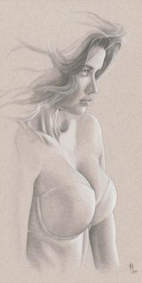 Adam Braun | Lot 287 - Pin-Up, dessin original au fusain. | Septimus