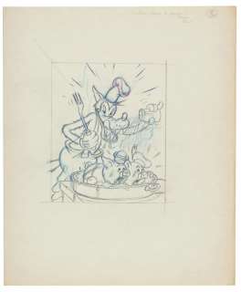 SILLY SYMPHONIES "THREE LITTLE WOLVES" ORIGINAL PUBLICITY ART BY TOM WOOD. | Hake’s