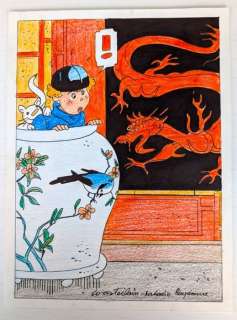 Wasterlain - 1 Original colour drawing - Jeannette Pointu Hommage Hergé | Catawiki