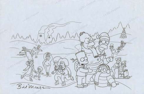 Bill MORRISON - Dessin Original Les simpson et compagnie à la patinoire