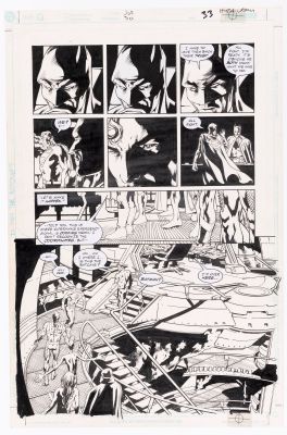 Lot 72 - BRYAN HITCH JLA #50 COMIC BOOK PAGE ORIGINAL ART. | Hake’s
