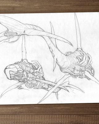 Juan Giménez Metabarons : Métamorphe Page Double Préliminaire - Original Pencil Drawing | Catawiki