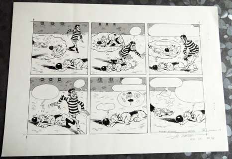 Janvier, Michel | original plate in India ink  - Rantanplan  - â€œLa Mascotteâ€  - (1985) | Catawiki