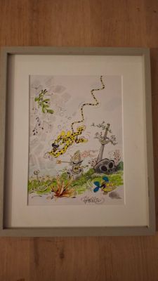 Batem - 1 Original colour drawing - Marsupilami - La plongée - 2020 | Catawiki