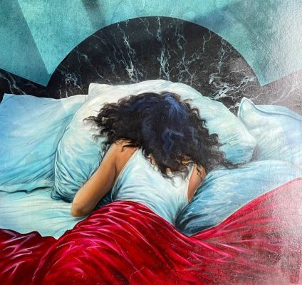 Bosschaert, Jan - 1 Original colour drawing - Sleeping Girl - Huge Oil Painting