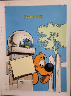 Roba, Jean / studio Roba - 1 Mise en couleur à l’acrylique + calque - Boule & Bill - Attention chien marrant, couverture | Catawiki