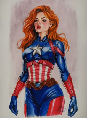Sly - Female Captain Amerika homage | Catawiki