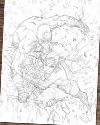 Domenech, Sergi Œuvre originale - Daredevil & Elektra – Hand Signed Original Pencil Artwork | Catawiki