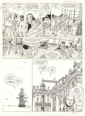 Patrice Pellerin | Planche originale n°15 accompagnée de sa mise en couleur - Corsaire du Roy - L’Épervier | Daniel Maghen