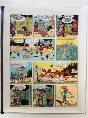 Morris - 1 Original colour page - Lucky Luke - Kid Lucky (Studio Morris) – Bleu de coloriage original + Films cello noir | Catawiki