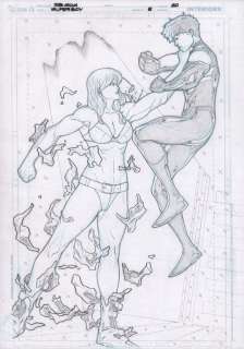 Rb Silva - Superboy #6 P.20 Pencils Over Blueline - Supergirl Holds Superboy By the Neck Splash - 2012