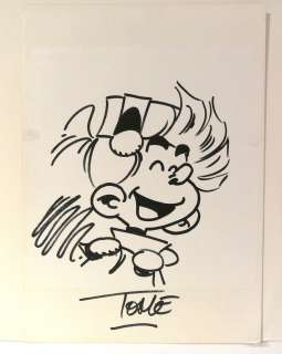 Tome - Spirou - Dessin Dessin au feutre noir signé de Spirou sur papier. 29 x 20.5 cm - | Arthema Auction