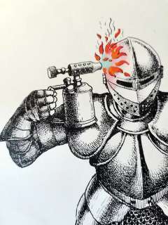 Claude Serre | « SUICIDE EN ARMURE » planche Originale 1983 Rare signée Claude Serre (taille 14 x 25 cm) publiée album « SAVOIR VIVRE » | Serre