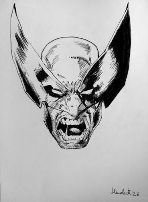 WOLVERINE Headshot Original Ink Drawing A4 Signed Comic Art | eBay US (Buy It Now)
