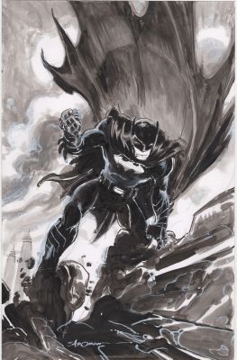 Larry Stroman | Fantastica  commission. Batman. 28 x 43 cm. Firmata. | Art e Fumetto