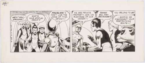 Russ Manning Star Wars Daily Comic Strip R2D2 and C3PO Original Art dated 4-25-79 (L.A. Times Syndicate, 1979). -