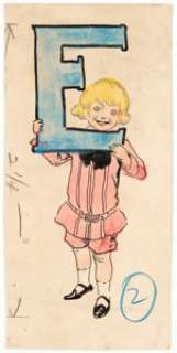 Richard F. Outcault - Buster Brown with an "E" Illustration Original Art (c. 1910-20s).... | Heritage