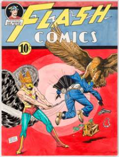 Sheldon Moldoff Flash Comics #27 Cover Re-creation Hawkman Original Art (1993)... | Heritage