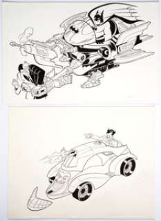 Carmine Infantino and Dave Cooper Batman: The Animated Series "Hoverbat" and "The Jokermobile" Toy Box Covers Orig... | Heritage