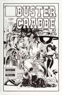 Jeff Butler (attributed) Buster Crabbe #5 Cover Re-Creation Original Art (c. 1990s)....