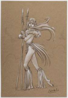 Ciruelo Cabral Amazon 280 Illustration Original Art (undated). A beautiful image of an amazon by famed Argentinean -