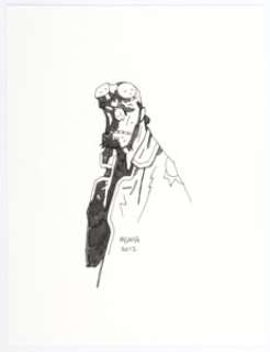 Mike Mignola - Hellboy Sketch Illustration Original Art (2012). A sketch of the supernatural sensation Hellboy by - | Heritage