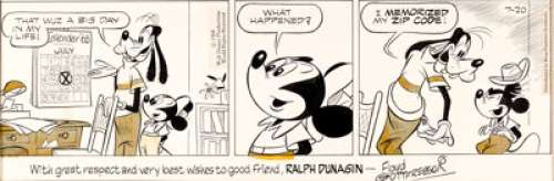 Floyd Gottfredson Mickey Mouse Daily Comic Strip dated 7-20-68 (King Features Syndicate, 1968). Goofy’s memory - | Heritage