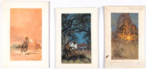 Victor Prezio | Western Novel Cover Preliminaries Original Art Group of 6 (c. 1960-70s). ... (Total: 6 ) | Heritage