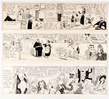 Bill Freyse - Rounde Corners Comic Strip Pilot Gags Original Art Group of 3 (c. 1930s).