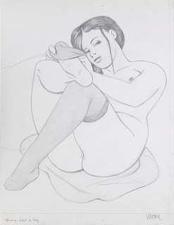 Varenne | Femme ôtant ses bas, grande illustration à la… | AZ auction
