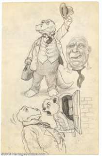 Robert Crumb - Original Sketches "Art Notes" (1961). A dapper crocodile dominates side one of this - | Heritage