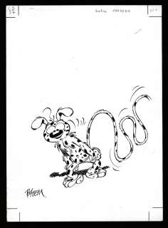 BATEM  - Le marsupilami  - Illustration pour une carte postale  - Encre de chine [...] | Vermot et Associés