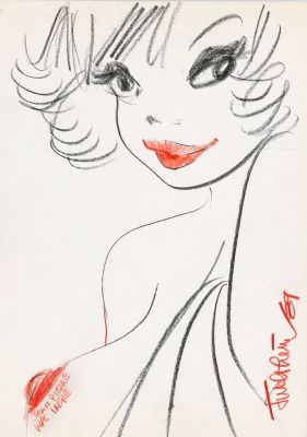 Walthéry | Lot 091 - Natacha, illustration au crayon noir et rouge… | AZ auction