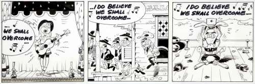 Morris | Lucky Luke, ensemble de trois cases Ã  l’encre de … | Banque Dessinée