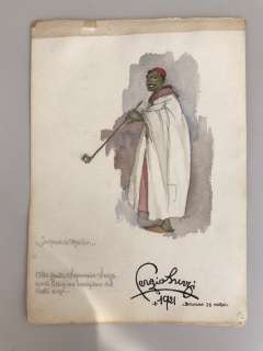 Burzi, Sergio | original plate "Arabo con pipa" (1921) | Catawiki