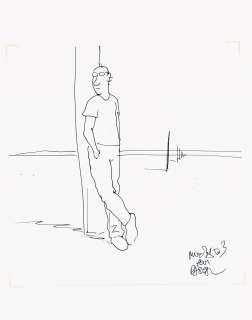 MOEBIUS  - Autoportrait  - Superbe dessin original sur papier libre  - Encre de chine [...] | Vermot et Associés