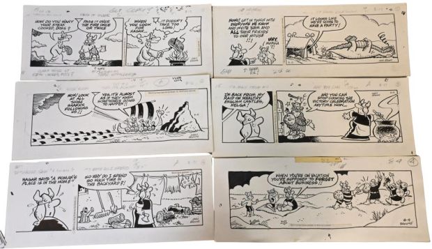 Lot 47 - 12 Chris Browne, Hagar the Horrible Daily Comic Strip Original Art Ink on paper, eleven original multi-panel daily… | misc / divers