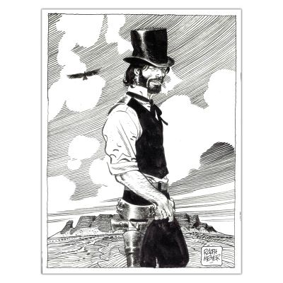 Ralph Meyer - Illustration Undertaker - Vendue encadrée - Verre musée