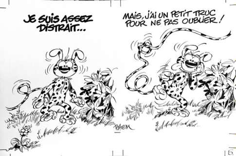 Batem | Dessin original pour une carte postale  - Marsupilami | Catawiki