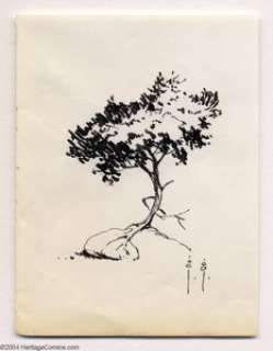 Frank Frazetta - Original Sketch of a Tree (undated). A tasty study of light and shadow on a tree growing on a - | Heritage