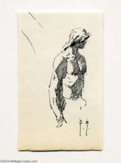 Frank Frazetta - Man’s Torso Sketch Original Art (undated). This cross-hatched ink sketch studies the flow of - | Heritage