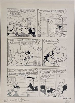 Tavola originale Romano Scarpa Topolino # 1756 pg. 21A “Topolino Capostazione” | Venere Comic Art