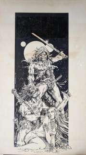 Clyde Caldwell - Clyde Caldwell Sword and Sorcery Character from a Fanzine- Image 7"x17" 1975