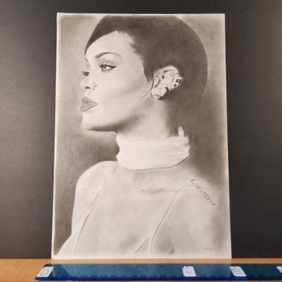 5-07-20 1728 original 8x12 hand drawn 1/1 art by tiago silva sketch of rihanna | eBay US (Buy It Now)