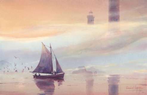 LEPAGE - Lot 61 - EMMANUEL LEPAGE Phare de L‘île Vierge, illustration originale réalisée en 2020 Signée....